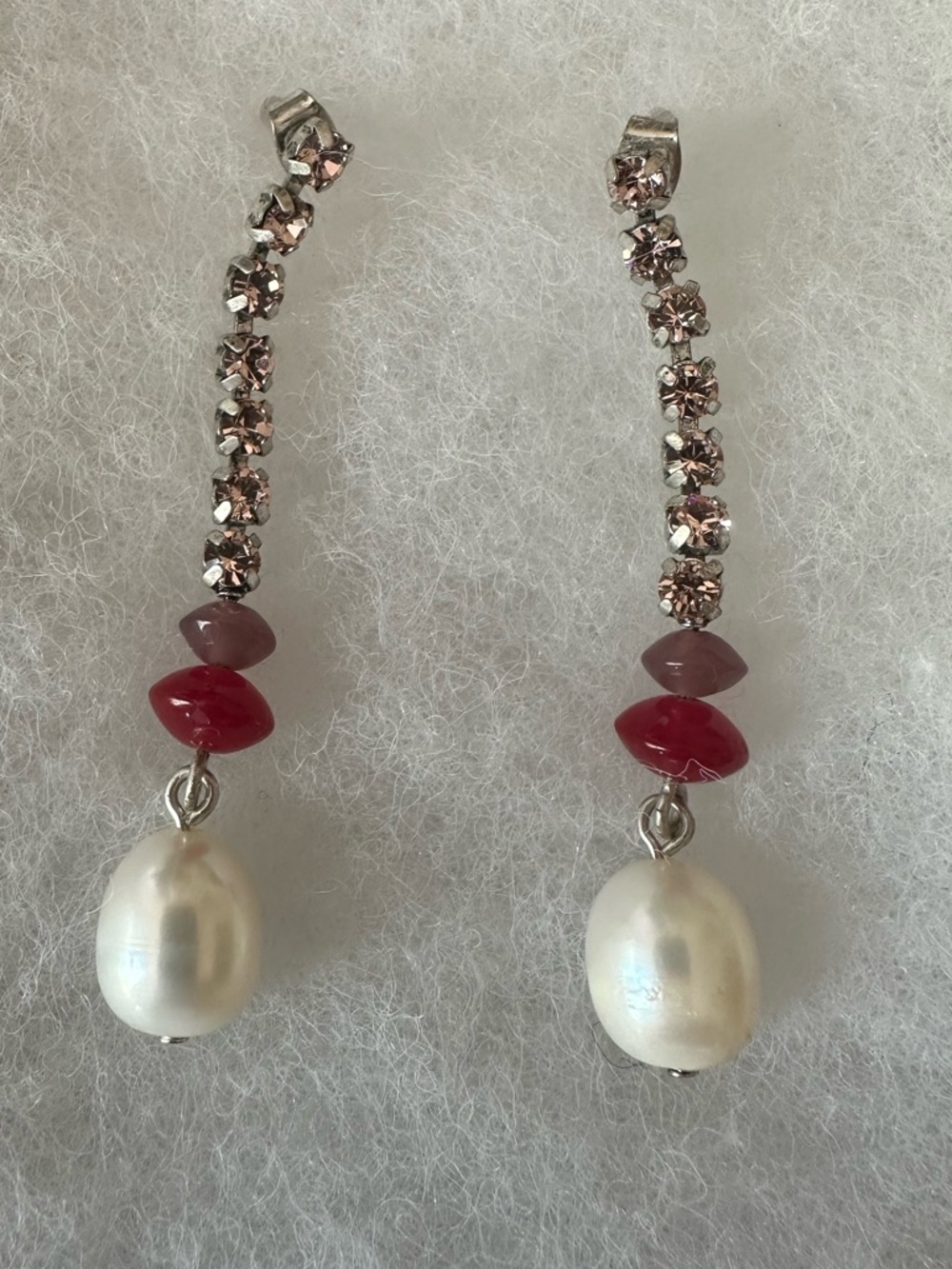 NWOT J.Crew Elegant Pink Crystal &  Pearl Drop Earrings